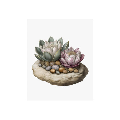 Succulent Wall Art  Echeveria Rosette Botanical Print with Pebble Detail, Fine Art Poster for Home Decor - Toddcraft