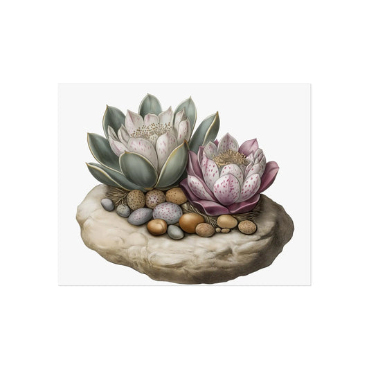 Succulent Wall Art  Echeveria Rosette Botanical Print with Pebble Detail, Fine Art Poster for Home Decor - Toddcraft