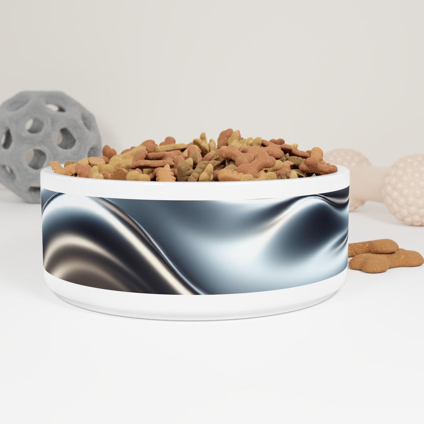 Sleek Ceramic Pet Bowl with Stainless Steel Finish  Modern, Durable, Non-Slip Dish for Dogs & Cats | Stylish Pet Feeding Bowl - Toddcraft