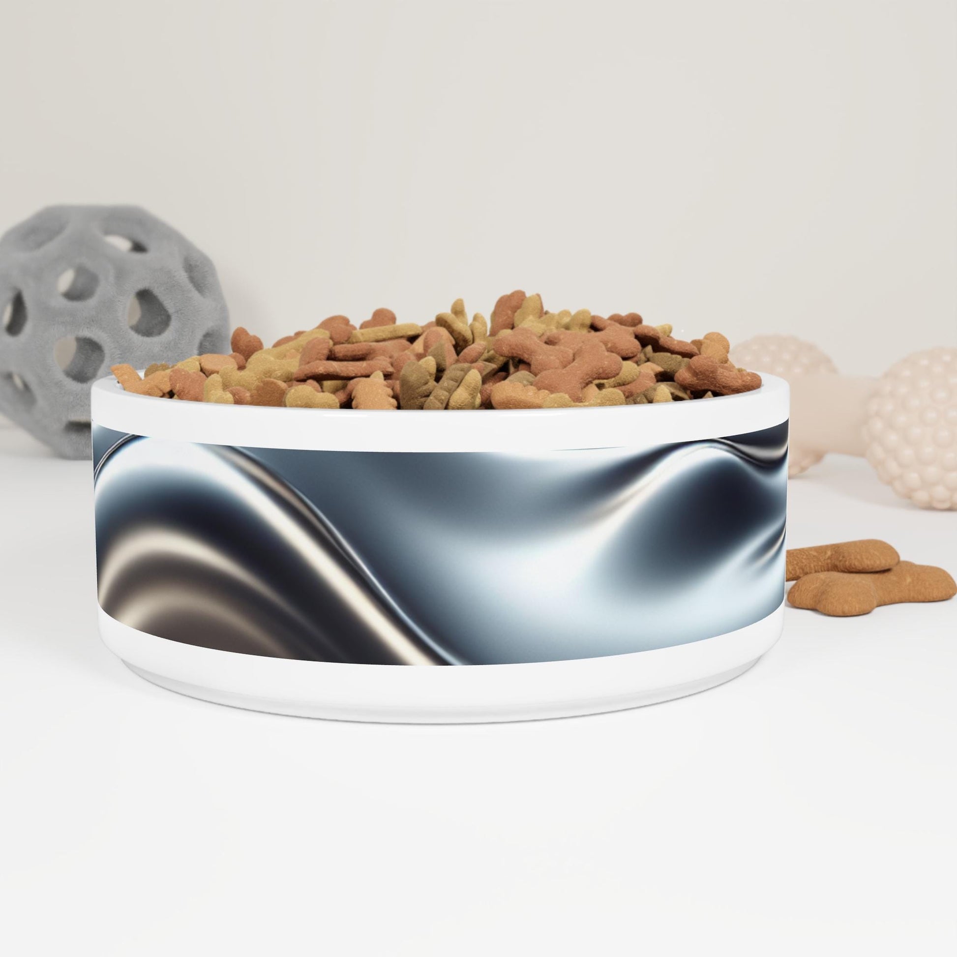 Sleek Ceramic Pet Bowl with Stainless Steel Finish  Modern, Durable, Non-Slip Dish for Dogs & Cats | Stylish Pet Feeding Bowl - Toddcraft
