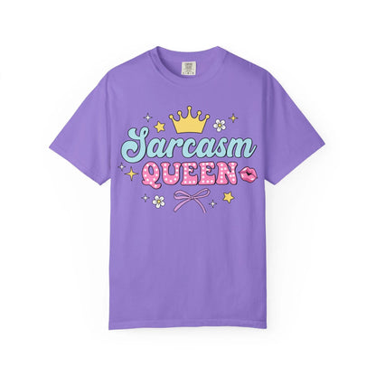 Unisex Sarcasm Queen T-Shirt, Garment-Dyed Casual Tee, Funny Graphic Shirt, Soft Cotton Top for Men & Women - Toddcraft