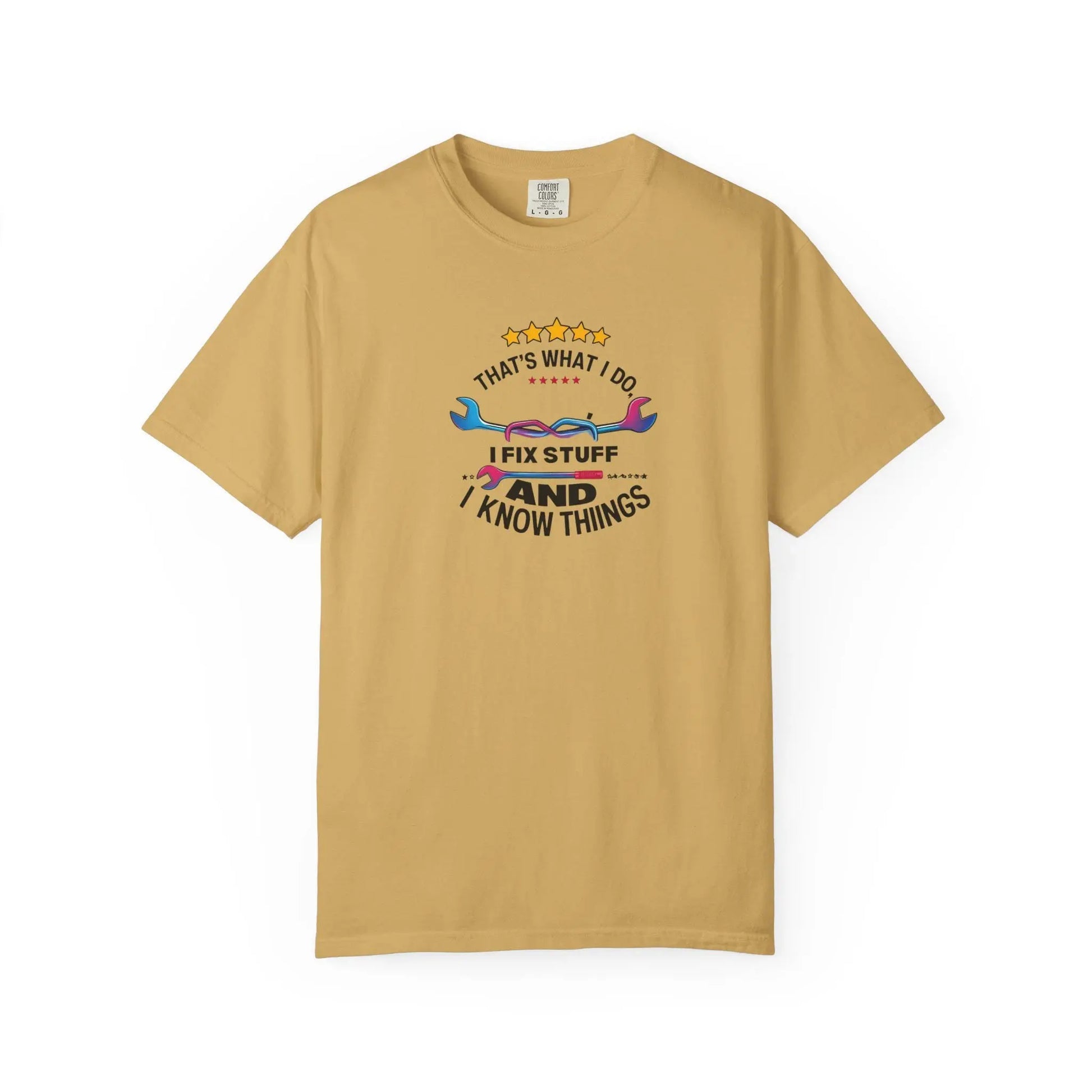 Fathers Day Gift T-Shirt Unisex Garment-Dyed Fix Things Know Stuff Wrenches Stars From Son Wife Daughter Stepdaughter Stem Son Stepmom - Toddcraft