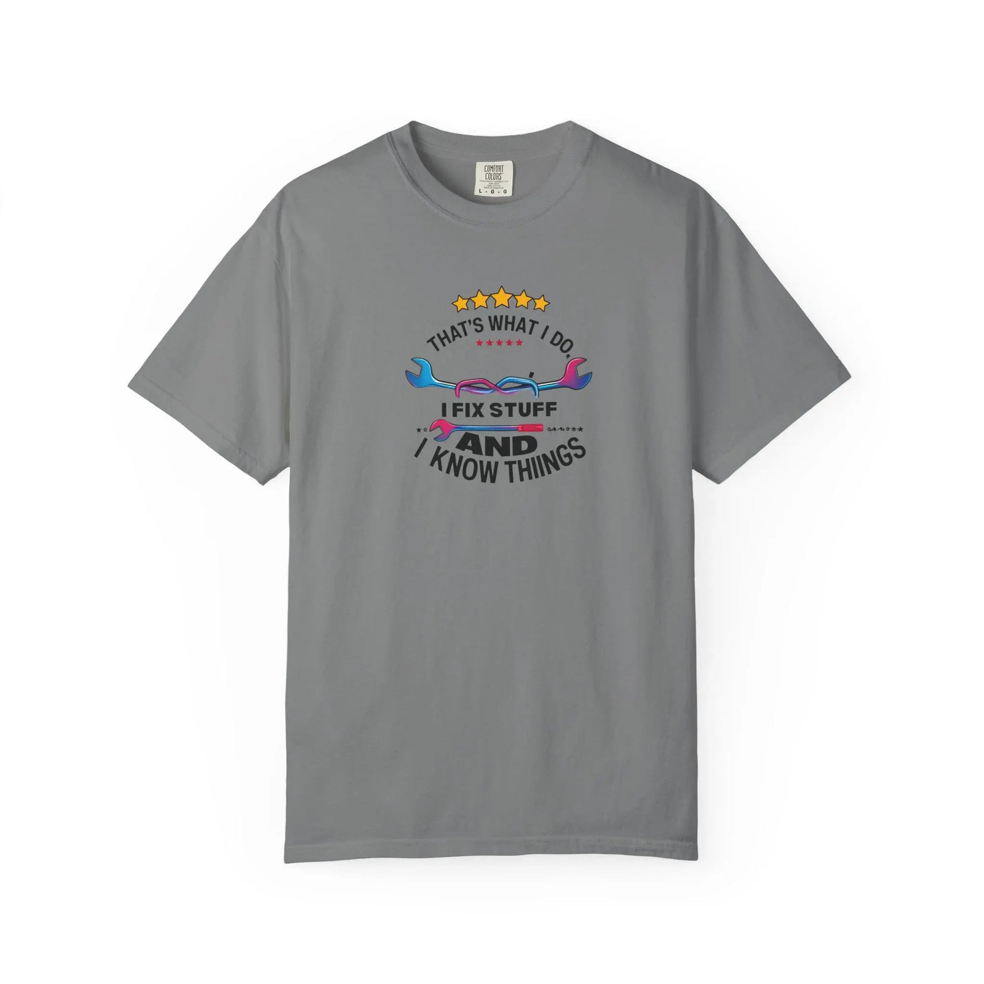 Fathers Day Gift T-Shirt Unisex Garment-Dyed Fix Things Know Stuff Wrenches Stars From Son Wife Daughter Stepdaughter Stem Son Stepmom - Toddcraft