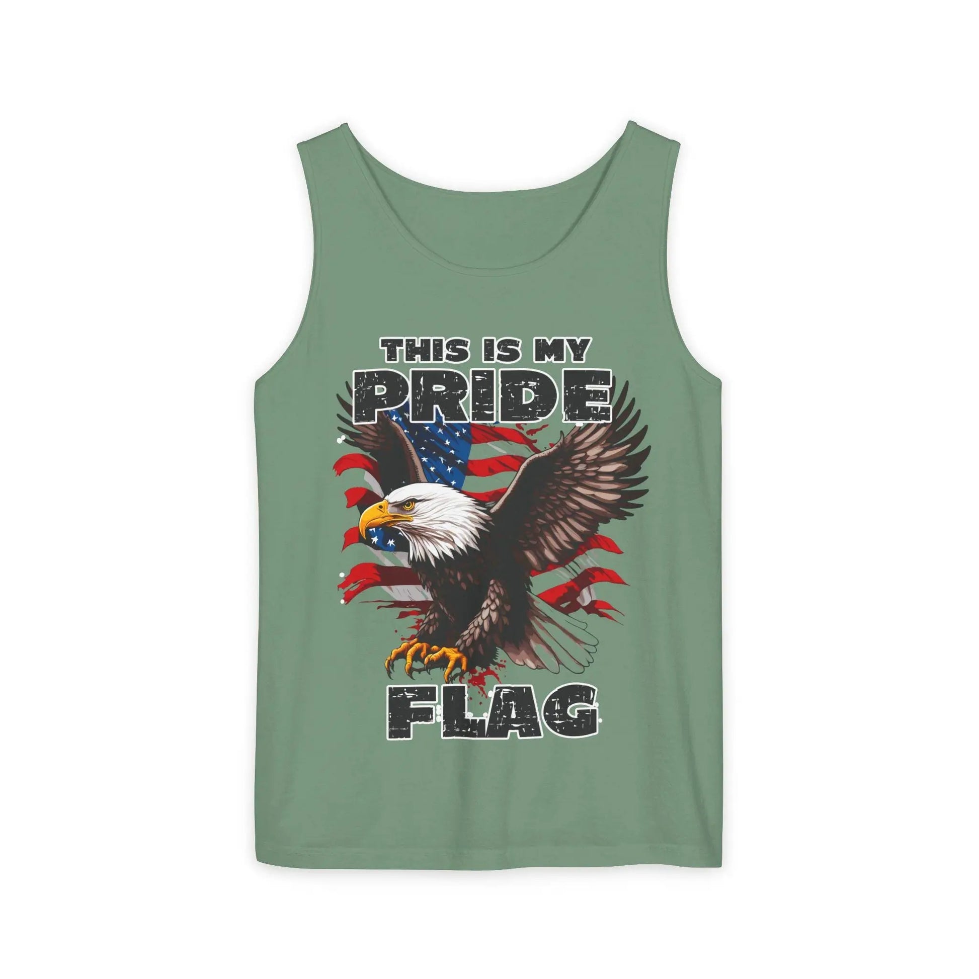 Patriotic 4th of July Tank Top, USA Flag SVG, Independence Day Red White Blue Shirt, Stars Stripes American Falcon Unisex Garment-Dyed Tee - Toddcraft