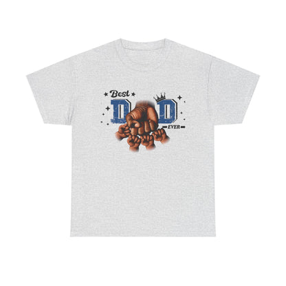 Best Dad Ever Fist Bump Tee  Unisex Heavy Cotton Shirt with Dad and Four Kids Graphic, Perfect Fathers Day Gift from Mothers, Daughters - Toddcraft