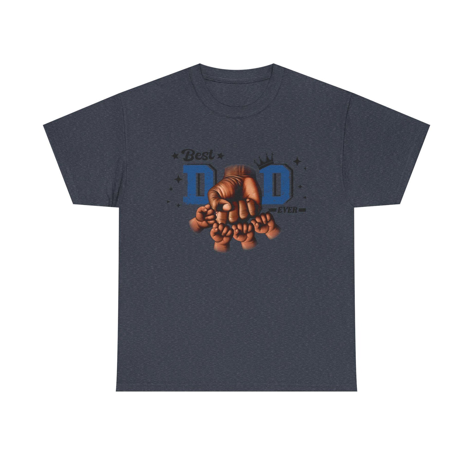 Best Dad Ever Fist Bump Tee  Unisex Heavy Cotton Shirt with Dad and Four Kids Graphic, Perfect Fathers Day Gift from Mothers, Daughters - Toddcraft