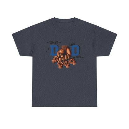 Best Dad Ever Fist Bump Tee  Unisex Heavy Cotton Shirt with Dad and Four Kids Graphic, Perfect Fathers Day Gift from Mothers, Daughters - Toddcraft