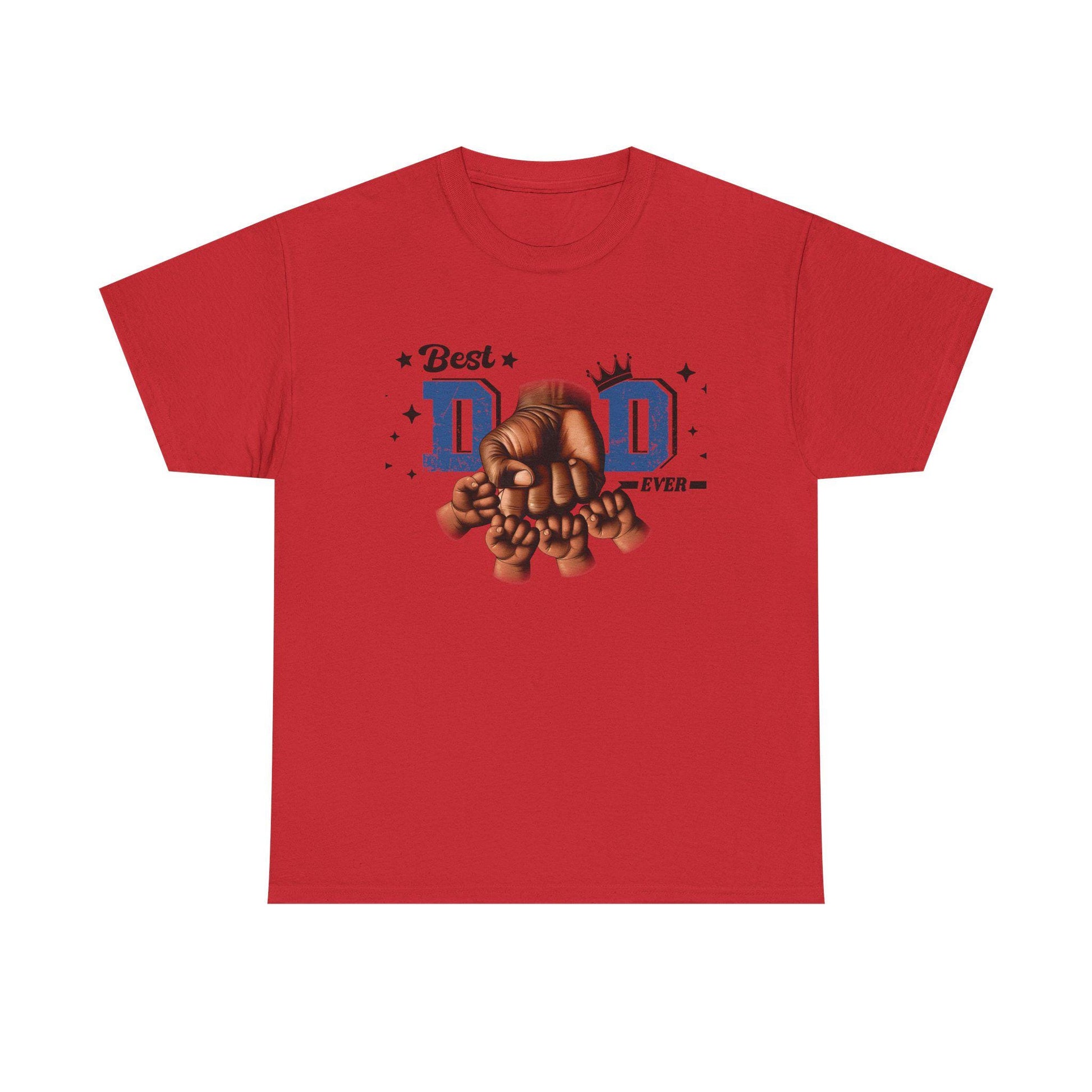 Best Dad Ever Fist Bump Tee  Unisex Heavy Cotton Shirt with Dad and Four Kids Graphic, Perfect Fathers Day Gift from Mothers, Daughters - Toddcraft