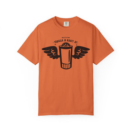Tequila Lover Unisex Garment-Dyed T-Shirt  Funny Drinking Buddy Gift with Lime & Wings Glass Design - Toddcraft