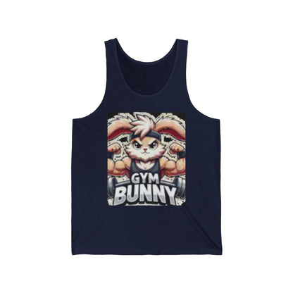 Gym Bunny Unisex Jersey Tank Top  Cute Bunny Lifting Weights Workout Shirt for Fitness Lovers - Toddcraft