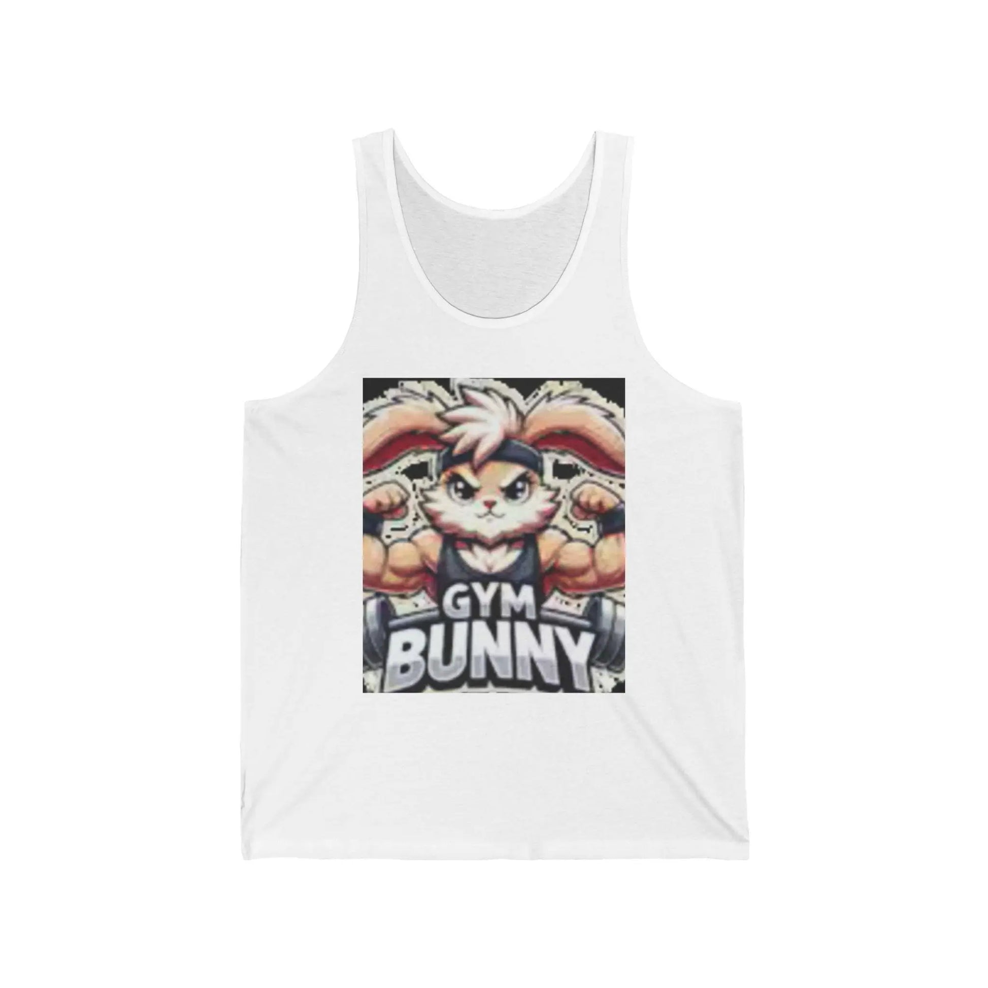 Gym Bunny Unisex Jersey Tank Top  Cute Bunny Lifting Weights Workout Shirt for Fitness Lovers - Toddcraft
