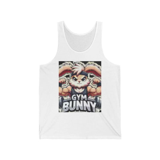 Gym Bunny Unisex Jersey Tank Top  Cute Bunny Lifting Weights Workout Shirt for Fitness Lovers - Toddcraft