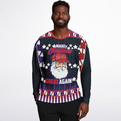 Make Christmas Great Again Sweatshirt with Santa, Festive Holiday Colors, Cozy Xmas Pullover Gift for Men & Women - Toddcraft