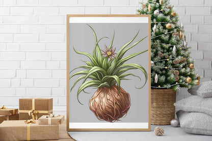 Botanical Plant Wall Art Framed Vertical Poster, Nature-Inspired Home Decor, Green Leaf Print, Modern Botanical Illustration