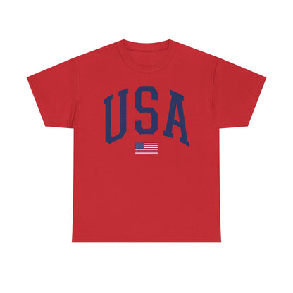 USA Over the American Flag Unisex Heavy Cotton Tee  Patriotic USA Shirt, 4th of July Gift, Independence Day T-Shirt, American Pride Tee