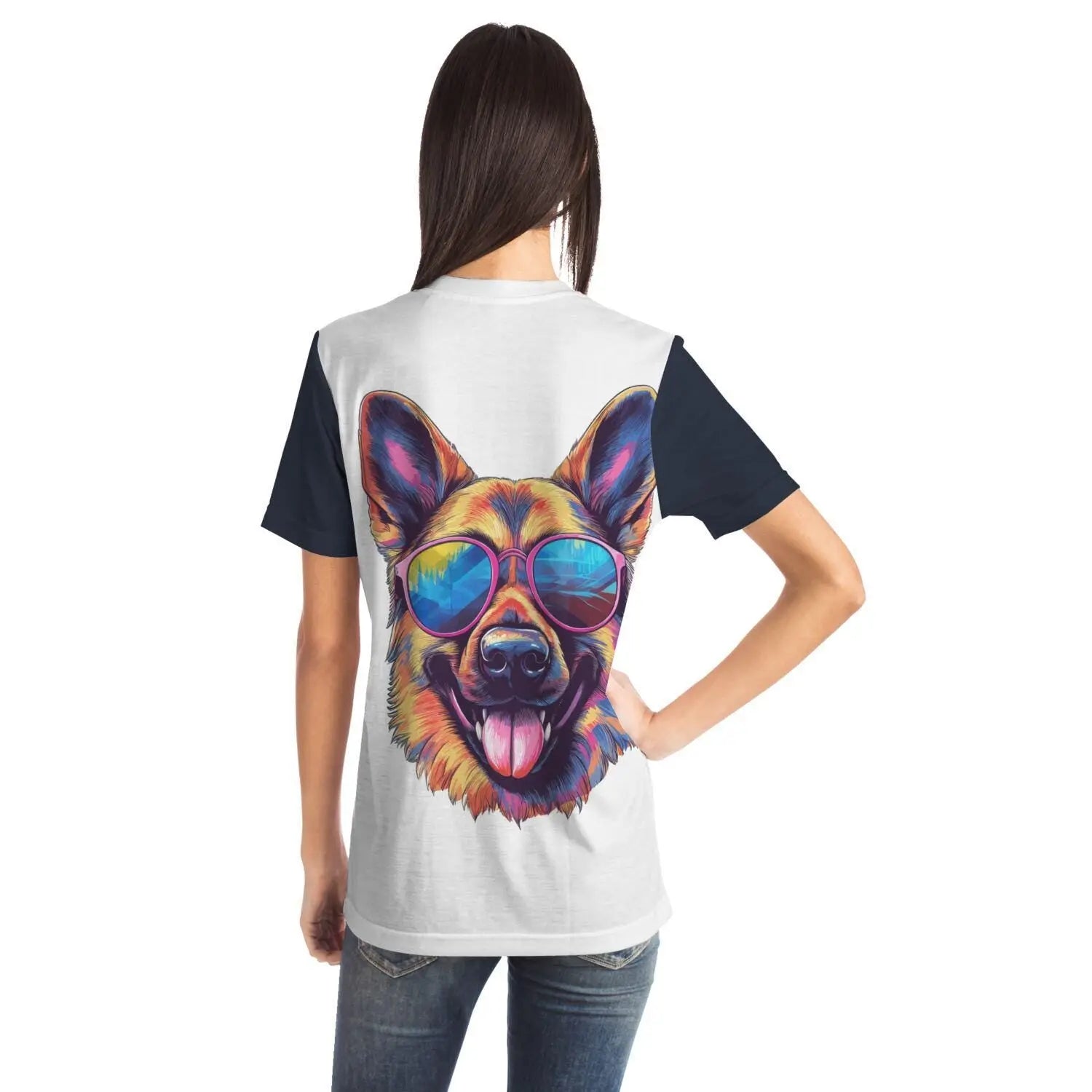 Cool German Shepherd in Sunglasses  Colorful   Vibrant Graphic T-Shirt for Sublimation - Toddcraft
