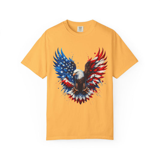 Patriotic Bald Eagle T-Shirt Unisex Soft Garment-Dyed Tee for 4th of July Independence Day Casual Wear