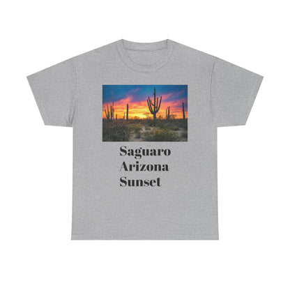 Saguaro Arizona Desert Tee Unisex Heavy Cotton Shirt Sunset Desert Landscape Graphic Top