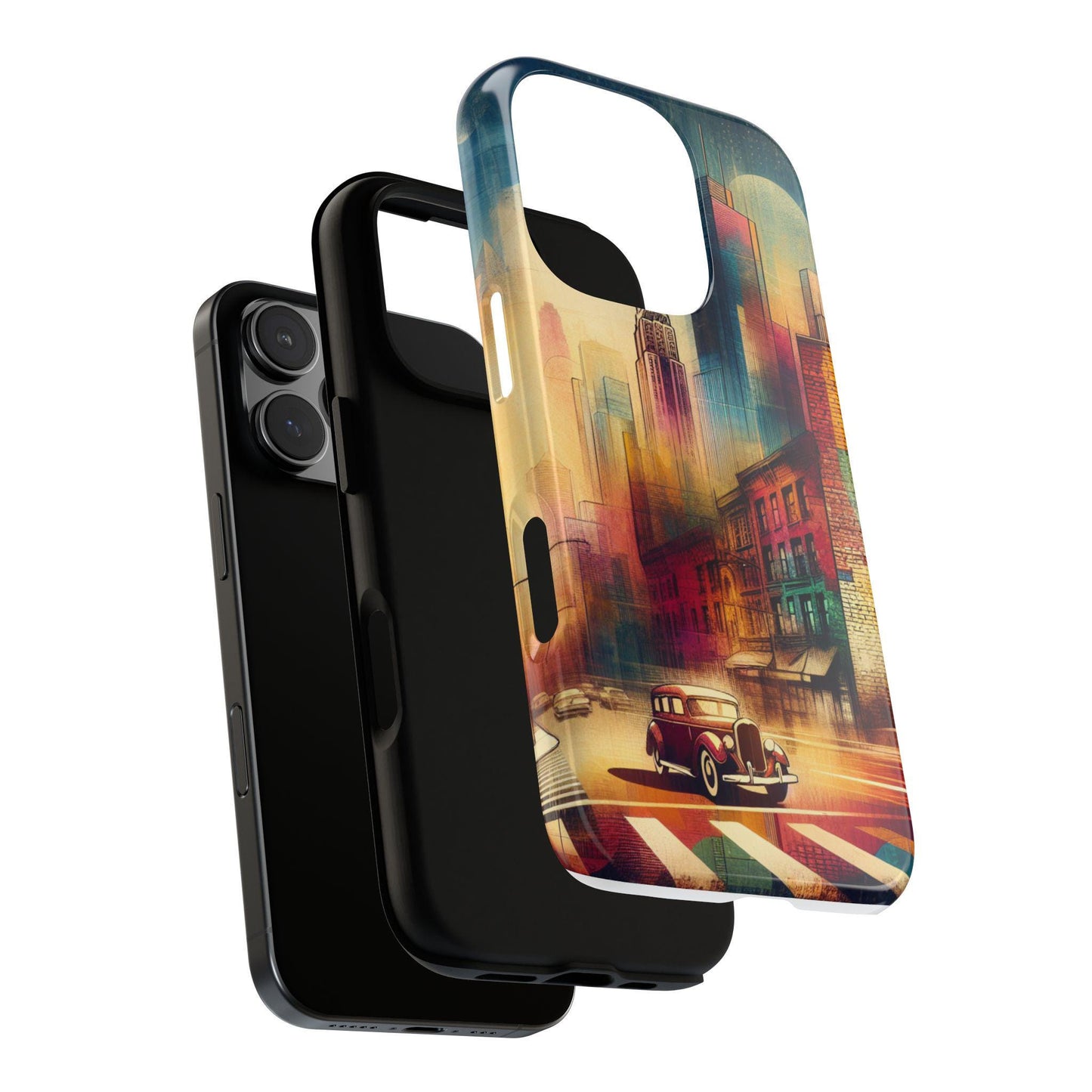 Retro Vintage City  Classic Car Tough iPhone Case Durable Protective Cover for Men & Women