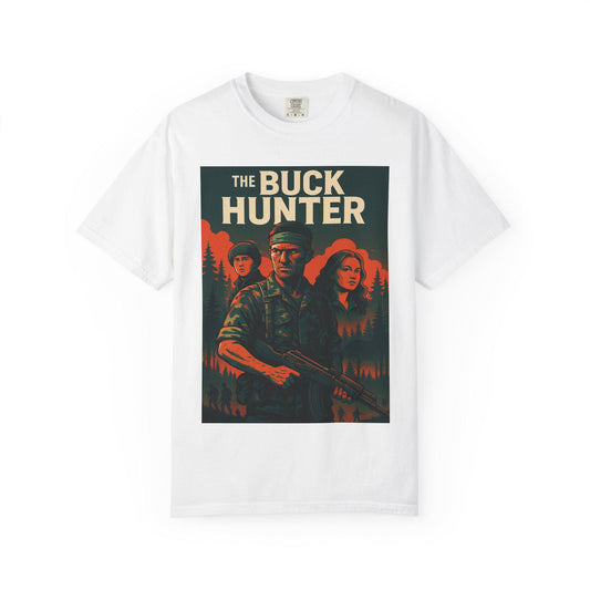 The Buck Hunter Graphic Unisex Garment-Dyed T-Shirt  Outdoorsmen Survivalist Hunting Shirt, Deer Hunter Gift, Nature Adventure Tee