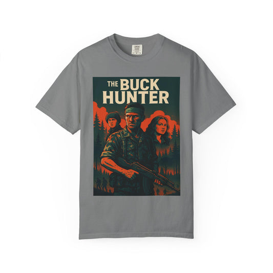 The Buck Hunter Graphic Unisex Garment-Dyed T-Shirt  Outdoorsmen Survivalist Hunting Shirt, Deer Hunter Gift, Nature Adventure Tee