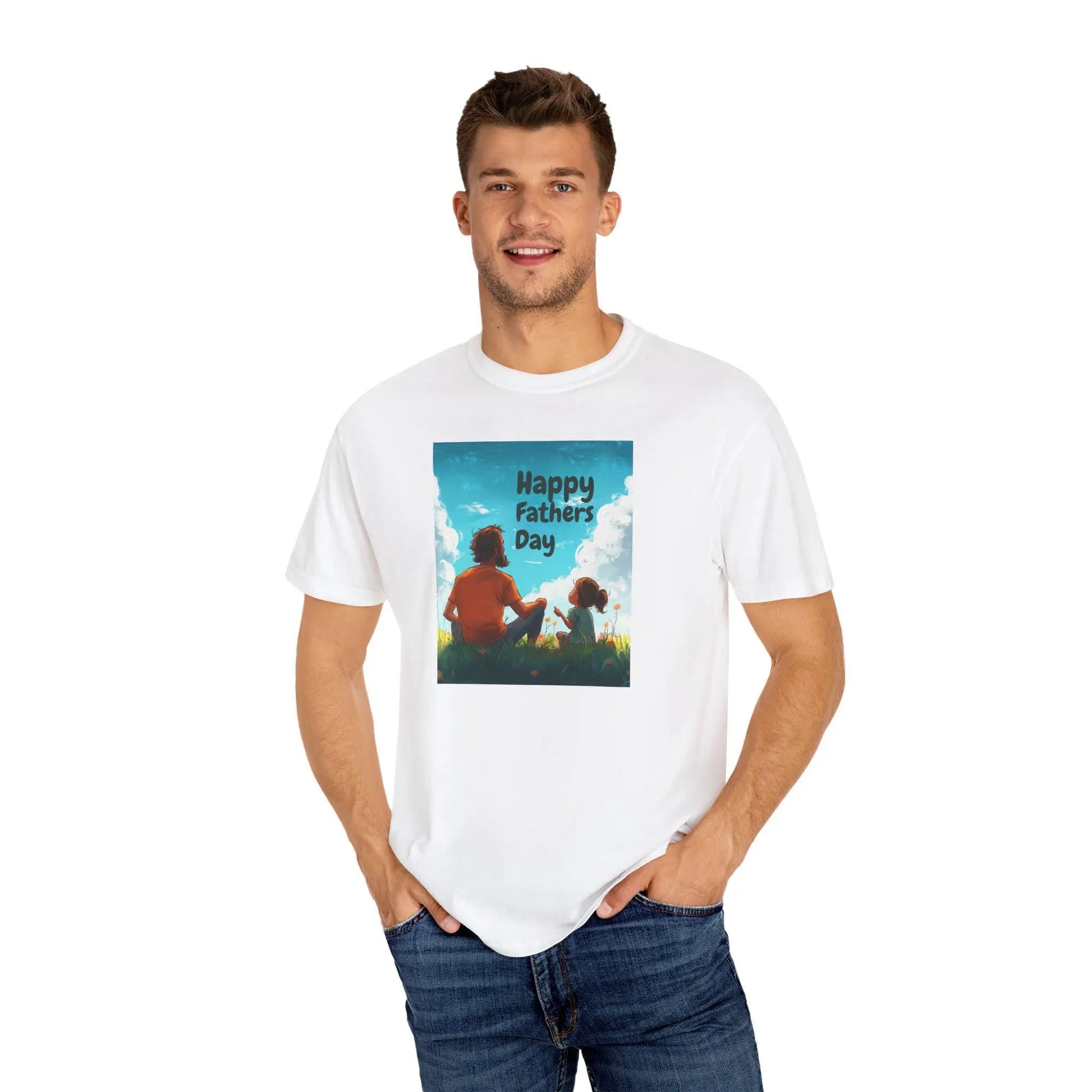Happy Fathers Day Unisex Garment-Dyed T-Shirt - Gift for Grandpa, Dad, Step Dad & Couples Father's Day Tee - Toddcraft