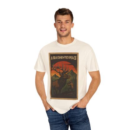 Fragmented peace Elk Portrait  Nature lovers hunters gift for dad grandpa and son or any outdoors man Unisex Garment-Dyed T-shirt - Toddcraft