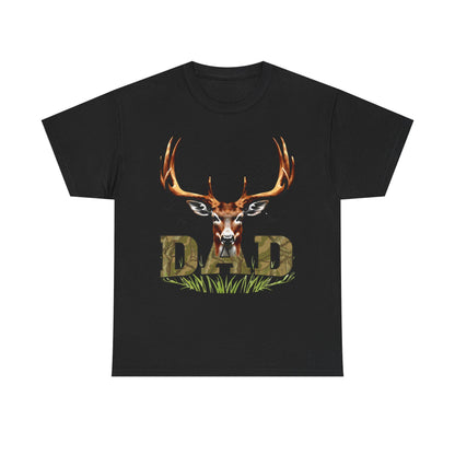 Deer Antlers T-Shirt for Dad Fathers Day Gift Hunters Tee Nature Lover Outdoorsman Gift for Grandpa Stepdad Heavy Cotton Unisex