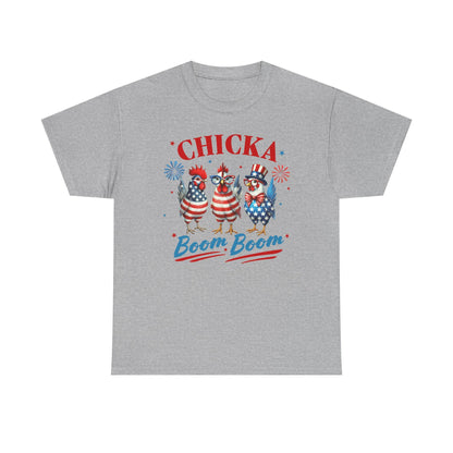 4th of July Graphic Tee Unisex Heavy Cotton Chica Boom Boom Shirt Patriotic American Holiday Top