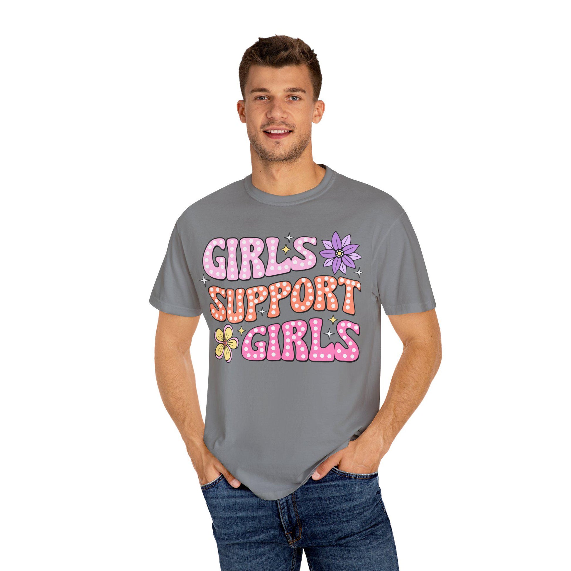 Girls Support Girls T-Shirt Unisex Garment-Dyed Casual Tee Feminist Shirt Empowerment Gift - Toddcraft