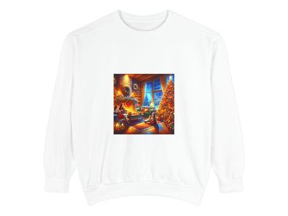 Vintage Inspired Garment-Dyed Unisex Sweatshirt - Merry & Bright Christmas Design with Holly Jolly Charm