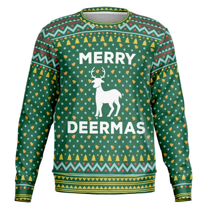 Merry Deermas Family Christmas Sweatshirt  Funny Festive Deer Graphic Holiday Shirt for Deer Lovers, Matching Group Xmas Outfit