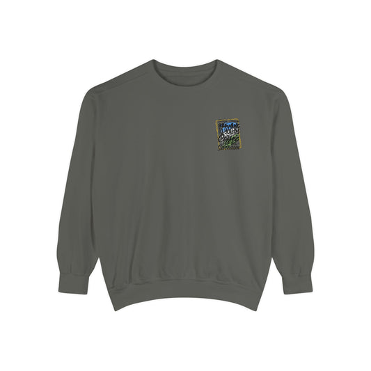 Coffee and Sarcasm Sweatshirt Unisex Garment-Dyed Pullover  Funny Caffeine Lover Gift, Cozy Snarky Coffee Addict Top - Toddcraft