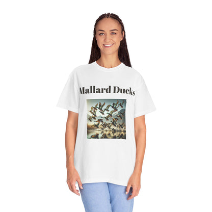 Mallard Ducks T-Shirt Unisex Nature Scene Tee with Ducks Landing on Lake Vintage Garment-Dyed Shirt