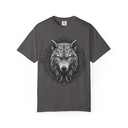 Wolf Face T-Shirt Unisex Garment-Dyed Soft Cotton Graphic Tee Casual Wildlife Apparel - Toddcraft