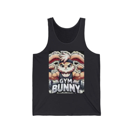 Gym Bunny Unisex Jersey Tank Top  Cute Bunny Lifting Weights Workout Shirt for Fitness Lovers - Toddcraft