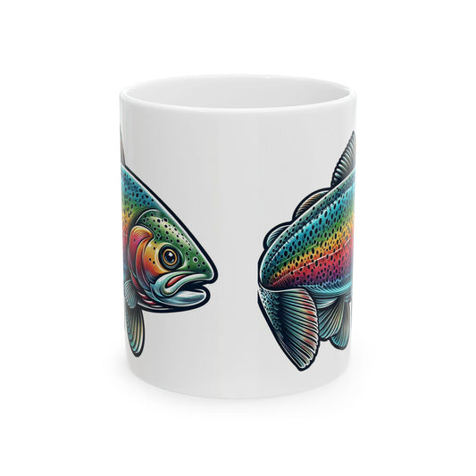 Rainbow Trout Ceramic Mug 11oz  15oz | Fishing Lover Gift, Coffee Cup for Nature Enthusiasts  Outdoorsmen, Birthday & Holiday Present