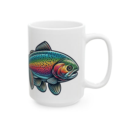 Rainbow Trout Ceramic Mug 11oz  15oz | Fishing Lover Gift, Coffee Cup for Nature Enthusiasts  Outdoorsmen, Birthday & Holiday Present