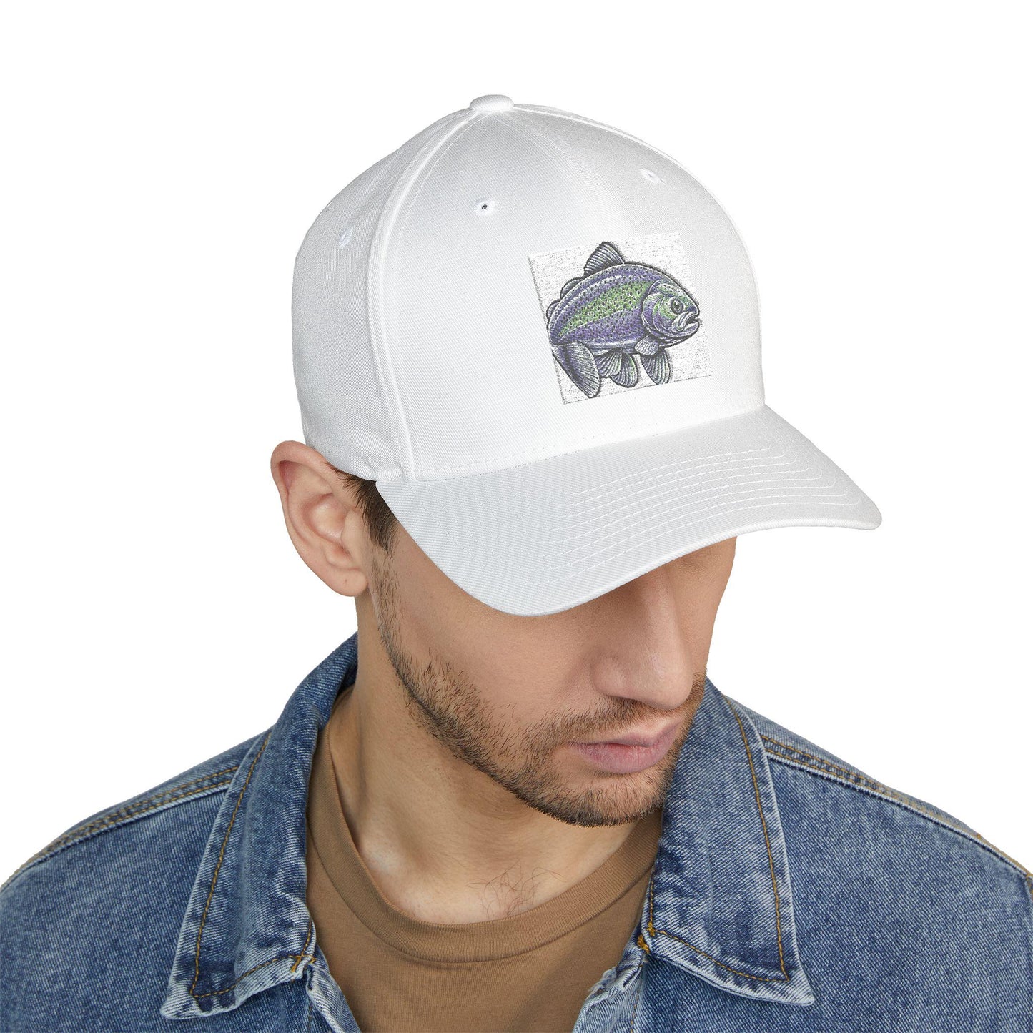 Embroidered Fishing Cap with Rainbow Trout Design, Stylish Fish Hat, Fisherman Gift & Summer Outdoor Gear
