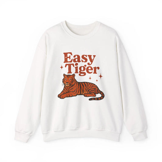 Vintage Retro Heavy Blend Crewneck Sweatshirt Unisex Easy Tiger Graphic Pullover Cozy Streetwear - Toddcraft