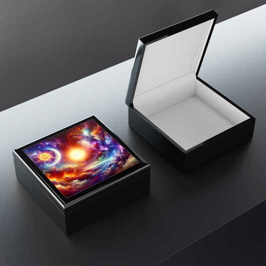 Jewelry Box with Sun and Moon Retro Design  Unique Keepsake Box to Keep Your Jewelry Safe & Organized
