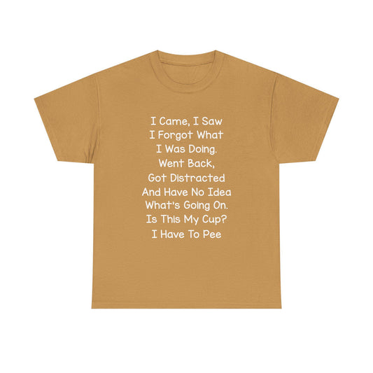 Unisex Heavy Cotton Graphic Tee I Came I Saw I Forgot What I Was Doing Cute Saying Shirt Casual Funny Top