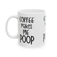 Coffee Makes Me Poop Mug - Funny Ceramic Coffee Cup for Office Humor, 11oz & 15oz Cute Graphic Gift for Coffee Lovers