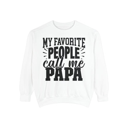 Cozy Papa Sweatshirt: Unisex Garment-Dyed Crewneck for Dad's Day, Family Love Apparel