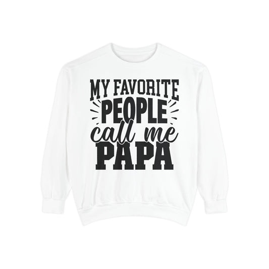 Cozy Papa Sweatshirt: Unisex Garment-Dyed Crewneck for Dad's Day, Family Love Apparel