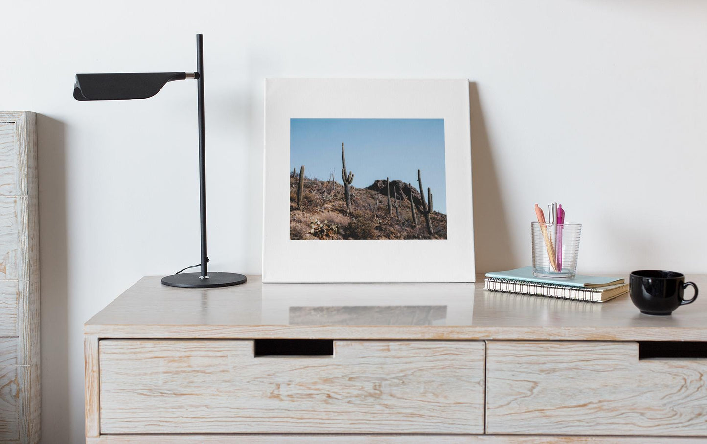 Saguaro Desert Landscape Graphic Tee | Classic Stretched Canvas Style T-Shirt | Southwest Sunset Nature Shirt