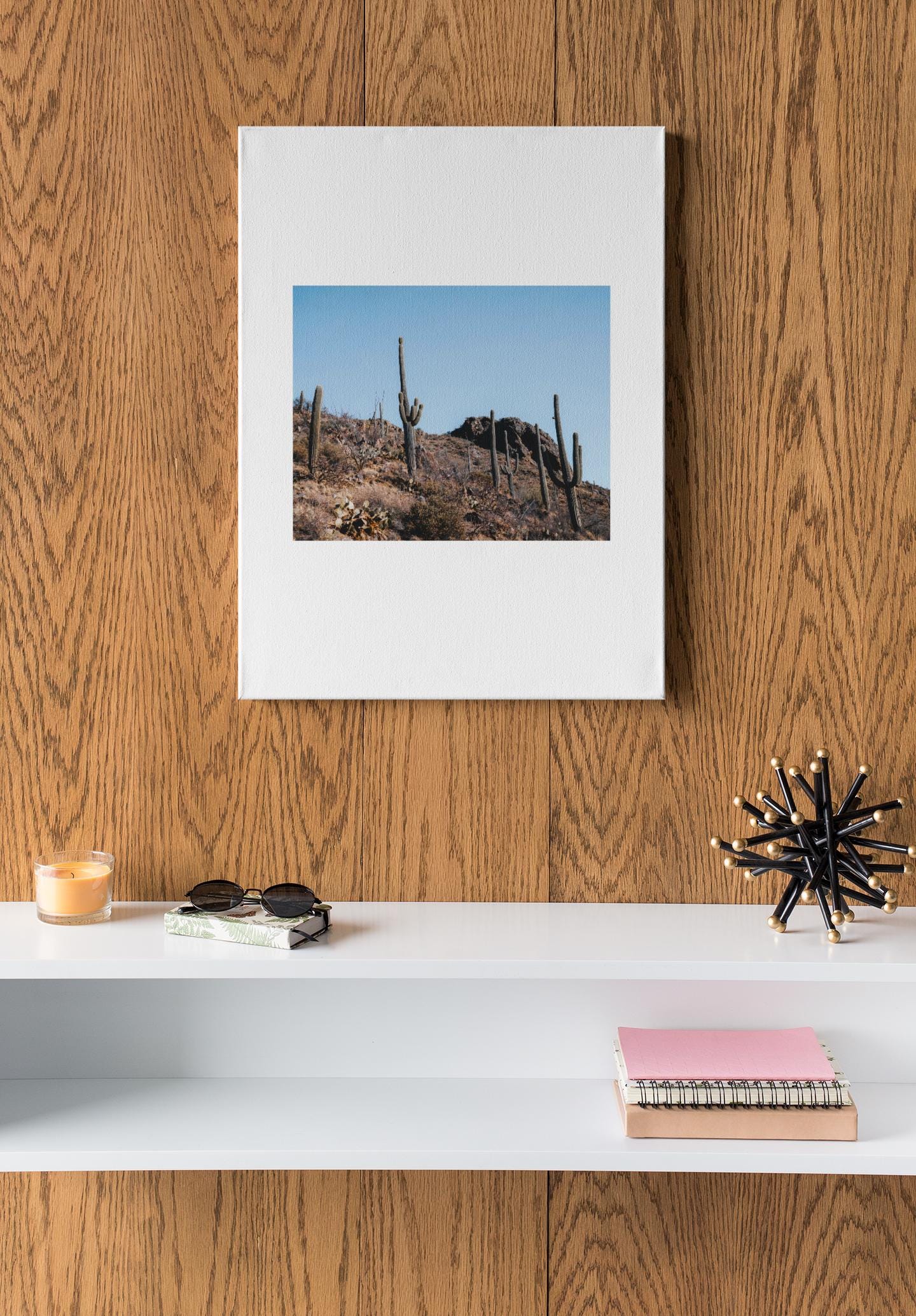 Saguaro Desert Landscape Graphic Tee | Classic Stretched Canvas Style T-Shirt | Southwest Sunset Nature Shirt