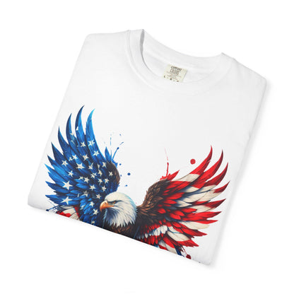 Patriotic Bald Eagle T-Shirt Unisex Soft Garment-Dyed Tee for 4th of July Independence Day Casual Wear