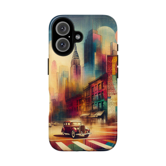 Retro Vintage City  Classic Car Tough iPhone Case Durable Protective Cover for Men & Women