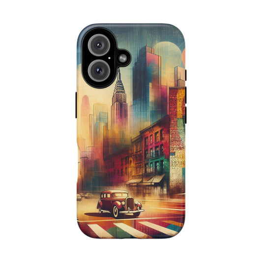 Retro Vintage City  Classic Car Tough iPhone Case Durable Protective Cover for Men & Women